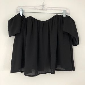 Black off the shoulder top with open back
